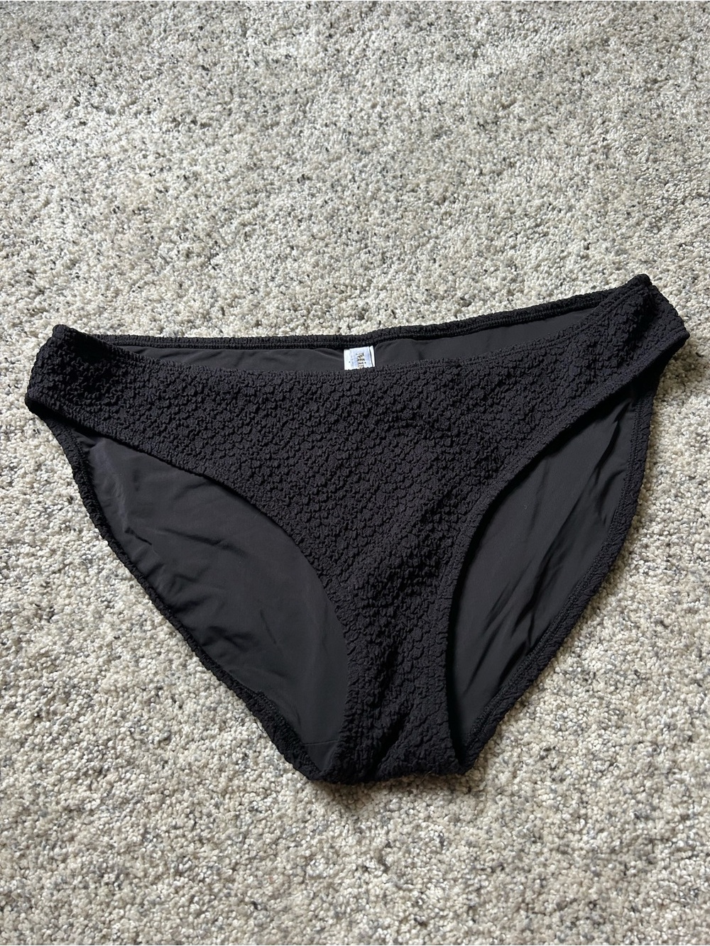 Andie Black Textured Bikini Bottom